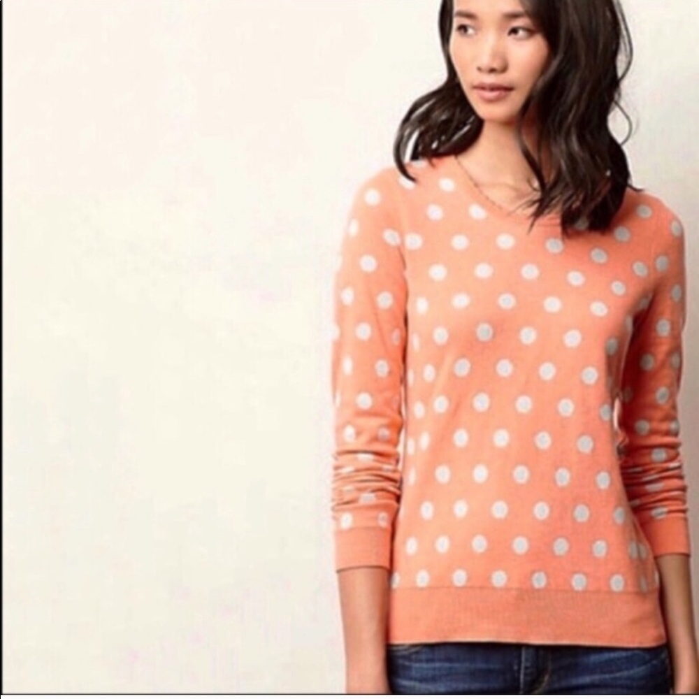 Anthropologie/Moth Peach Polka Dot Sweater